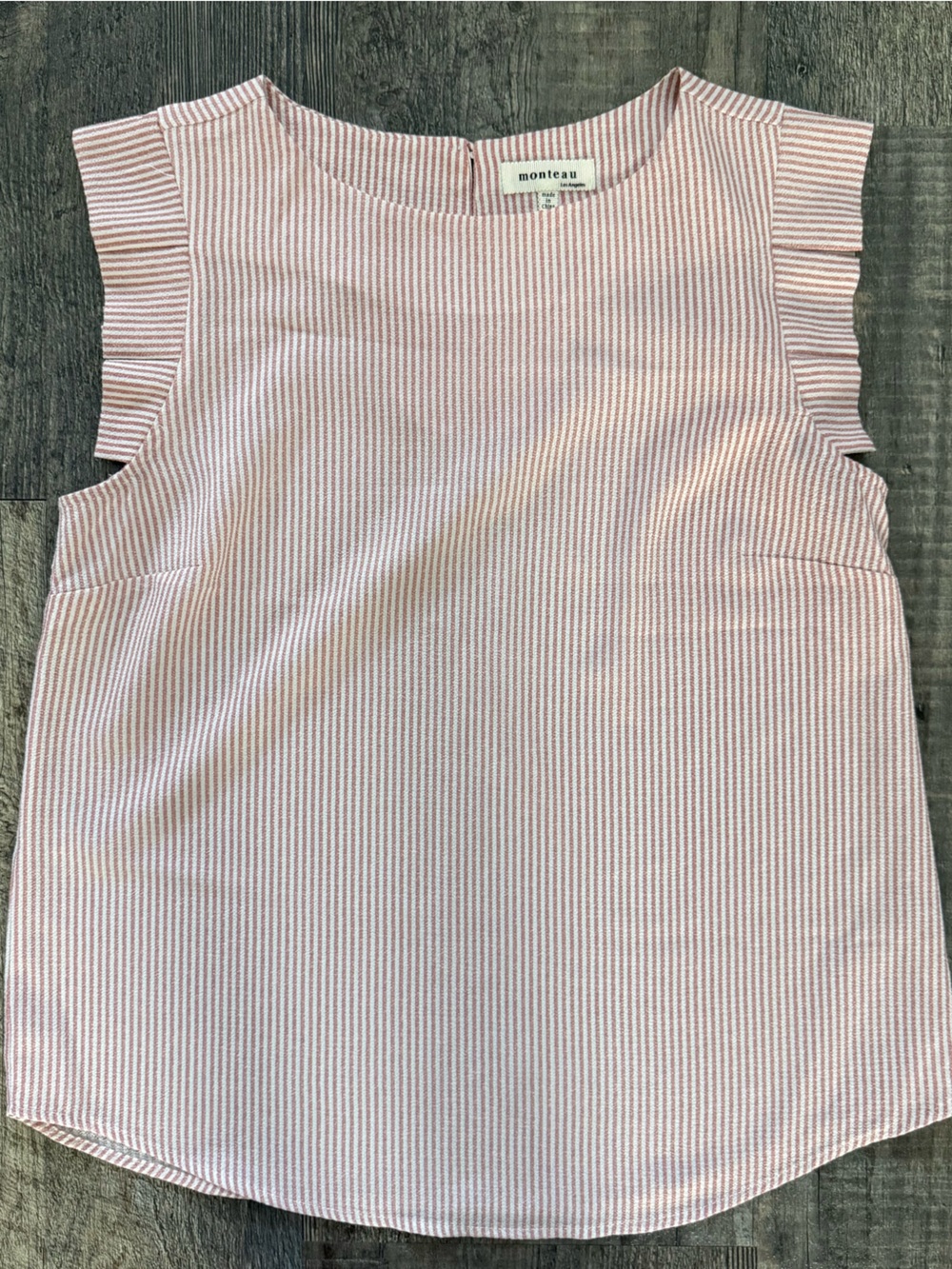 Monteau Light Pink Striped Short Sleeve Tee